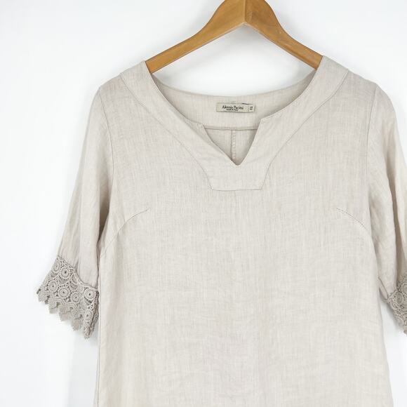Alessia Pacini Cream Linen Tunic Shift Dress Size XS - Picture 7 of 7